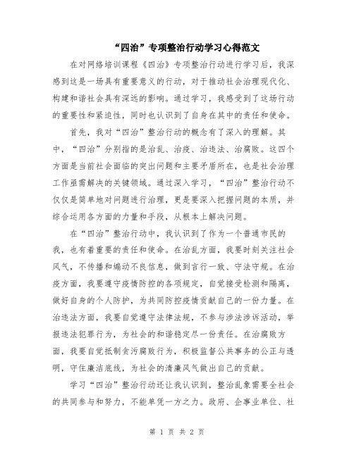 “四治”专项整治行动学习心得范文