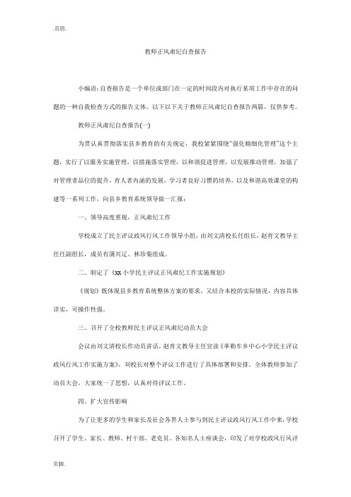 教师正风肃纪自查报告_0