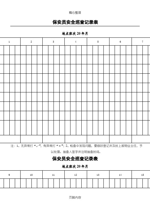 保安日常巡查记录表格模板