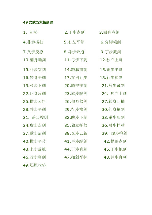 49式武当太极剑谱