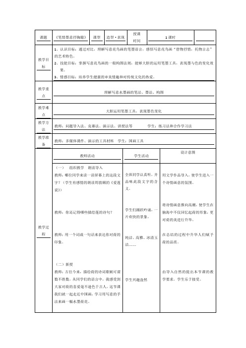 八年级美术下册教案-第3课 笔情墨意抒胸臆7-苏少版