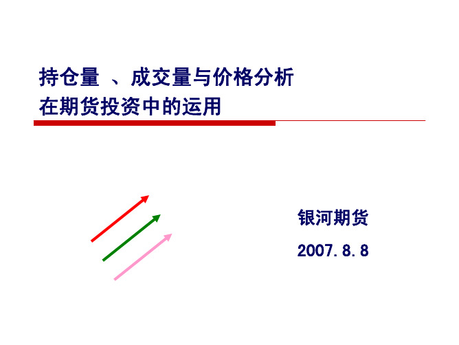 成交量 持仓量和价格分析在期货投资中的运用