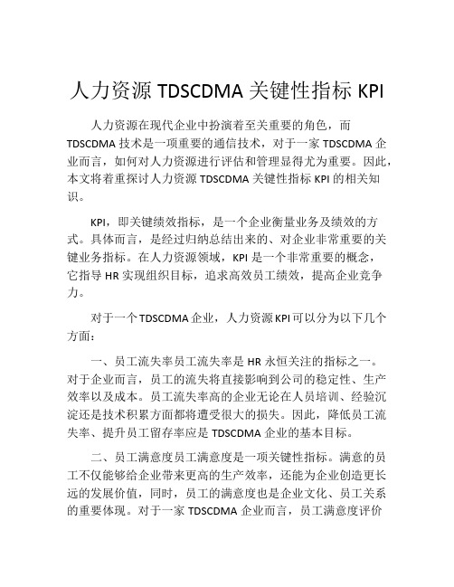 人力资源TDSCDMA关键性指标KPI