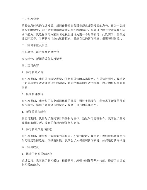 南方新闻专业实习报告