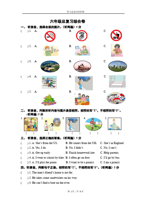 译林小学英语小升初英语复习资料  复习综合卷