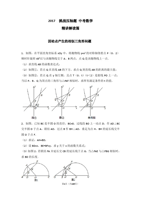 2018年中数学挑战压轴题(含答案)