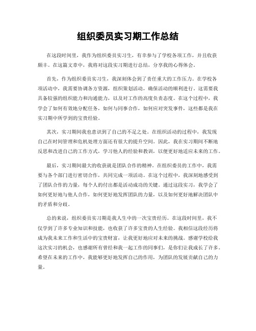 组织委员实习期工作总结