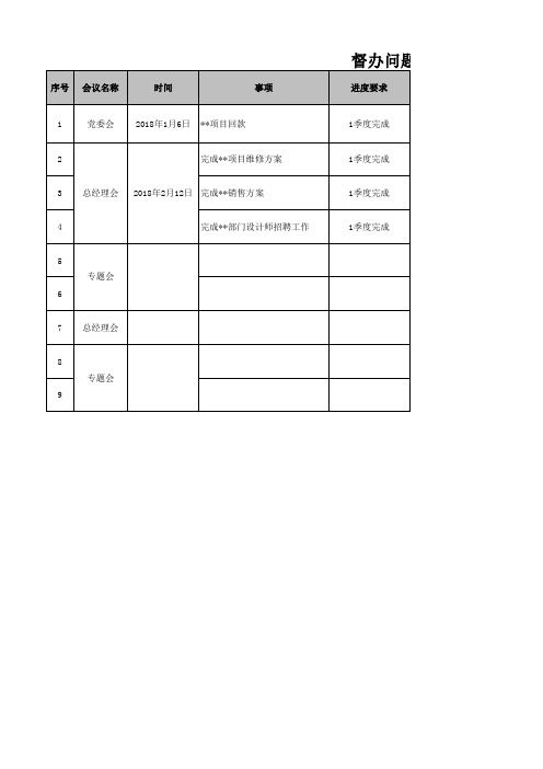 督办问题汇总表Excel模板