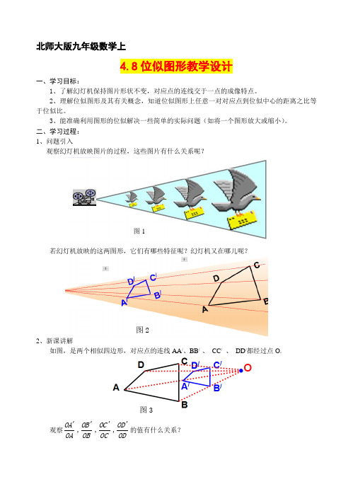 九年级数学      4.8位似图形教学设计