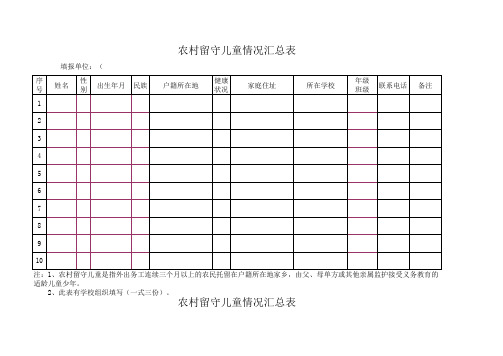 农村留守儿童调查表