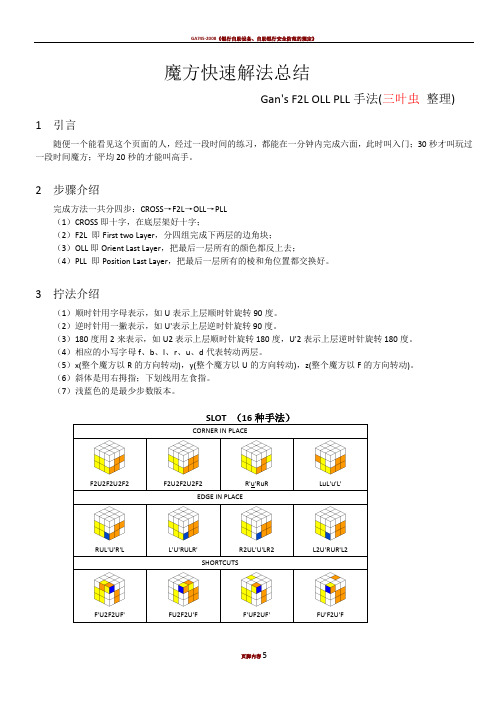 Gan27s F2L OLL PLL魔方快速解法总结