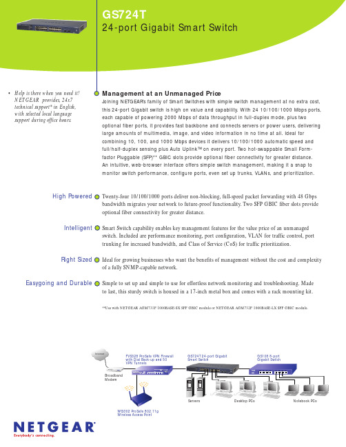 NETGEAR GS724T 24端口 ги格兆级智能交换机说明书