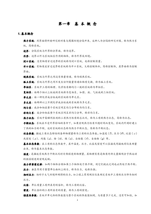 《工程热力学》知识点整理(完整版)-第五版