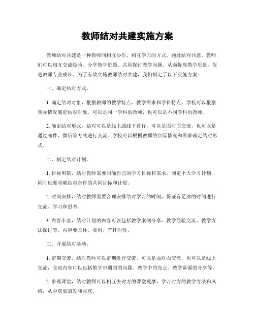 教师结对共建实施方案