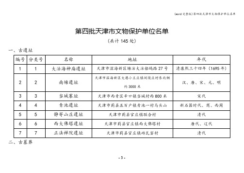 (word完整版)第四批天津市文物保护单位名单