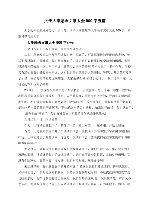 关于大学励志文章大全800字五篇