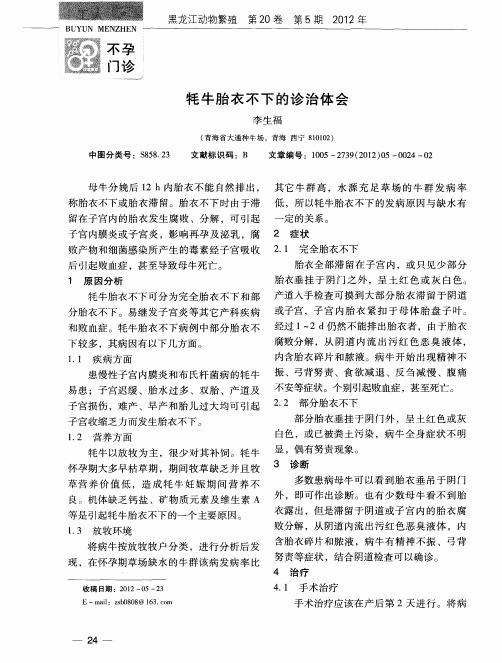 牦牛胎衣不下的诊治体会