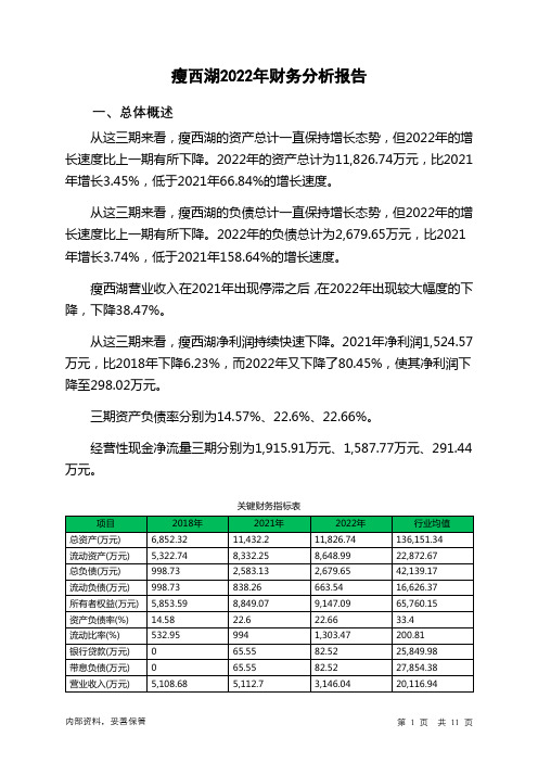 871343瘦西湖2022年财务分析报告-银行版