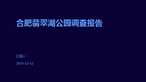 合肥翡翠湖公园调查报告