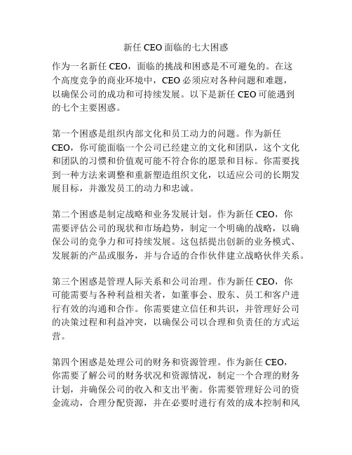 新任CEO面临的七大困惑