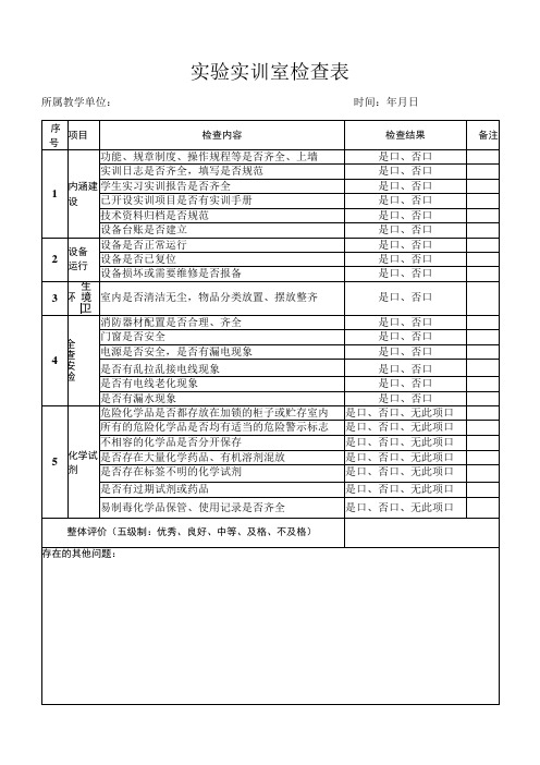 实验实训室检查表