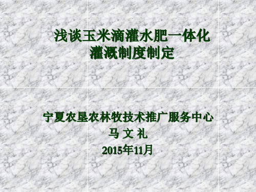 浅谈玉米滴灌水肥一体化灌溉制度制定