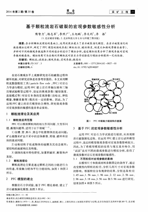 基于颗粒流岩石破裂的宏观参数敏感性分析