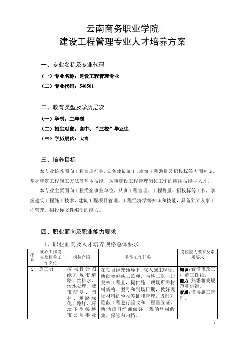 建设工程管理专业人才培养方案