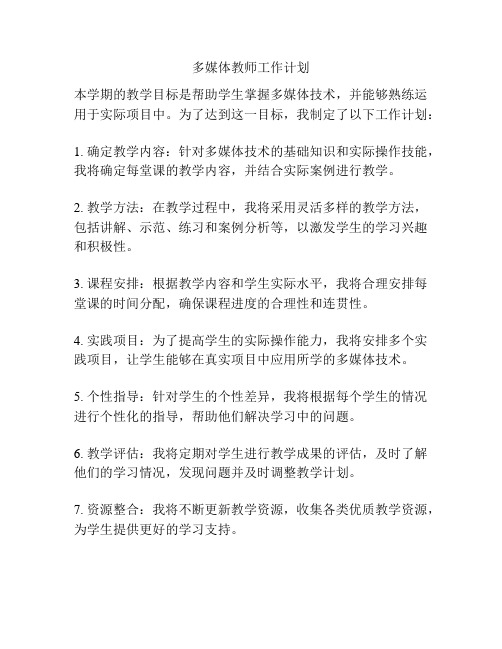 多媒体教师工作计划