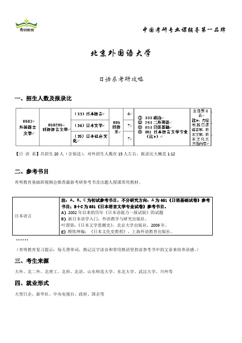 北京外国语大学-日语系考研攻略