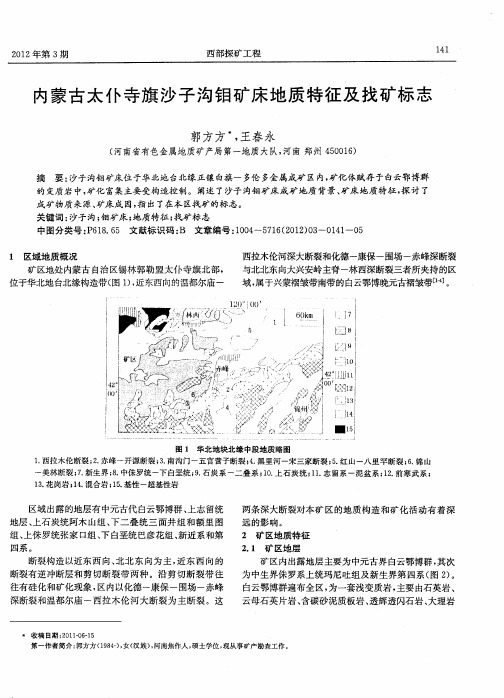 内蒙古太仆寺旗沙子沟钼矿床地质特征及找矿标志