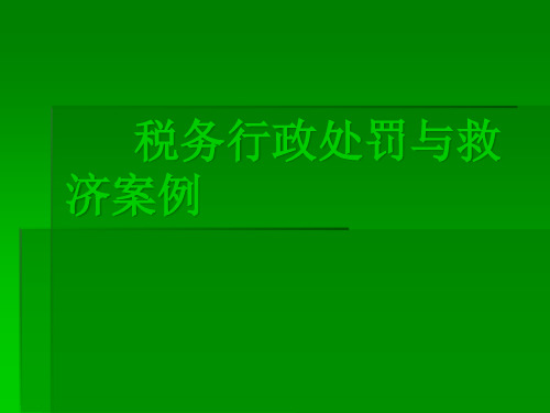 税务行政处罚与救济案例