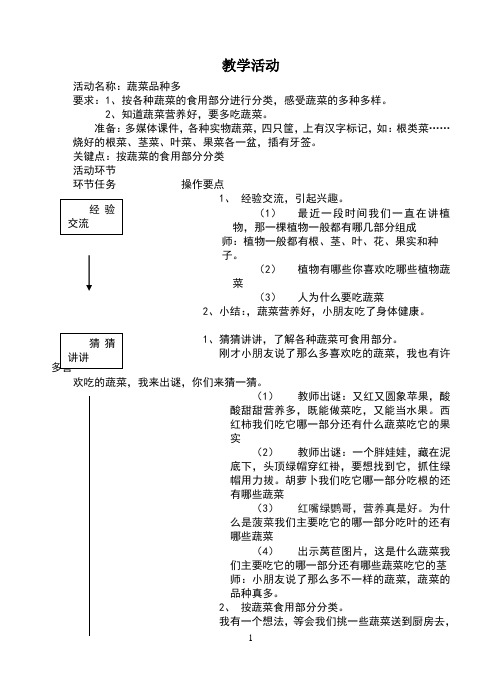 大班教学活动《蔬菜品种多》