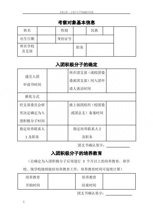 入团积极分子考察记录