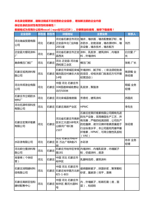 2020新版河北省石家庄建筑涂料工商企业公司名录名单黄页联系方式大全68家