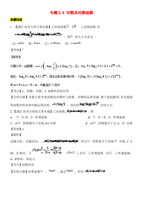 高考数学一轮总复习专题2.6对数及对数函数练习(含解析)文(2021年整理)