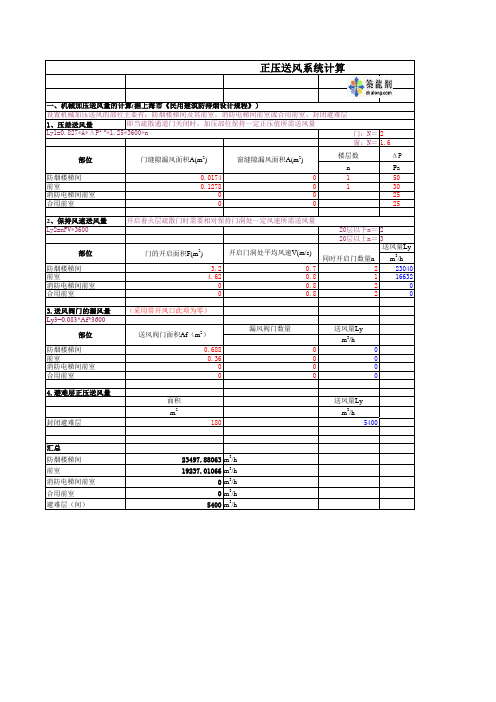 通风防排烟风系统计算模板