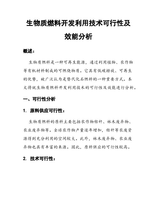 生物质燃料开发利用技术可行性及效能分析