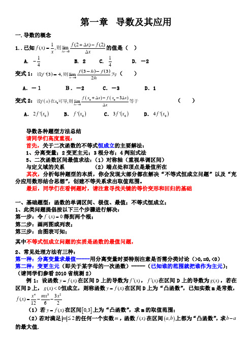 导数题型方法总结绝对