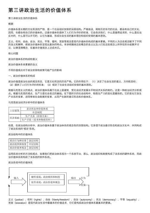 第三讲政治生活的价值体系