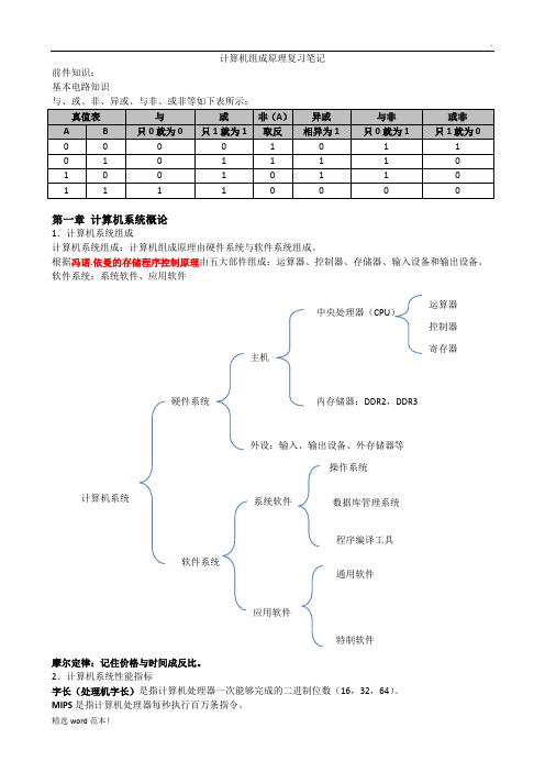 计算机组成原理复习笔记