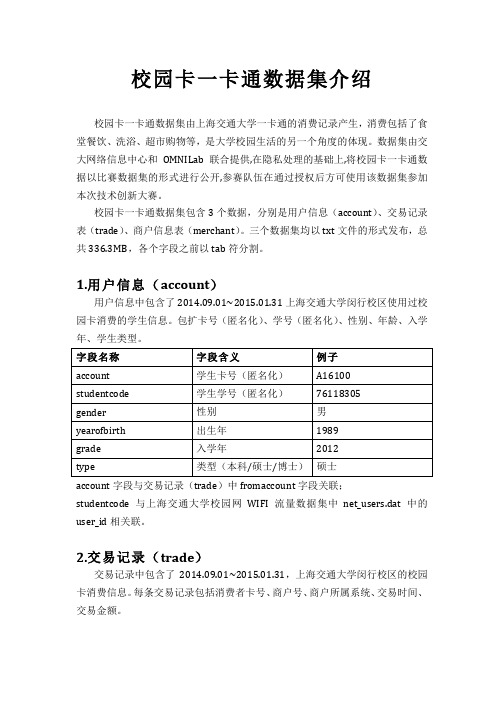 校园卡一卡通数据集介绍