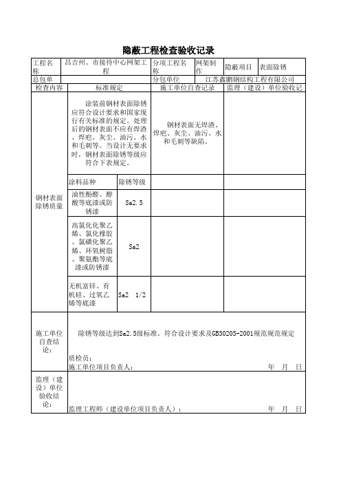 隐蔽工程-表面除锈