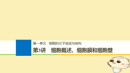 (浙江选考)2020版高考生物一轮总复习第一单元细胞的分子组成与结构第3讲细胞概述细胞膜和细胞壁课件