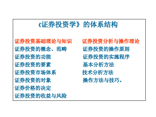 《证券投资学》的体系结构