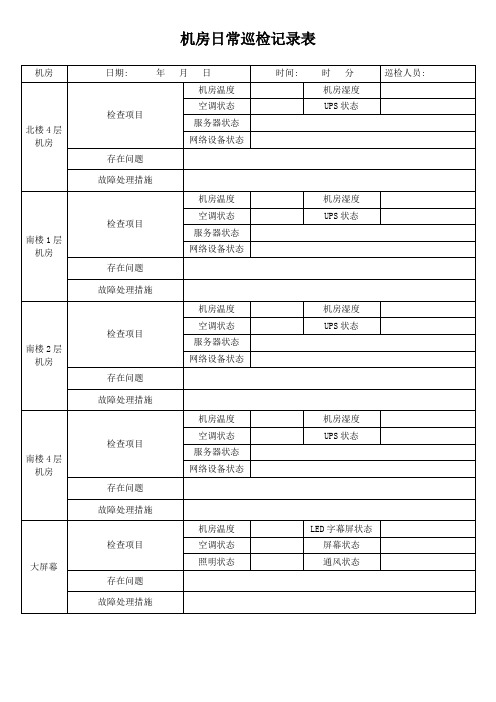 机房日常巡检记录表