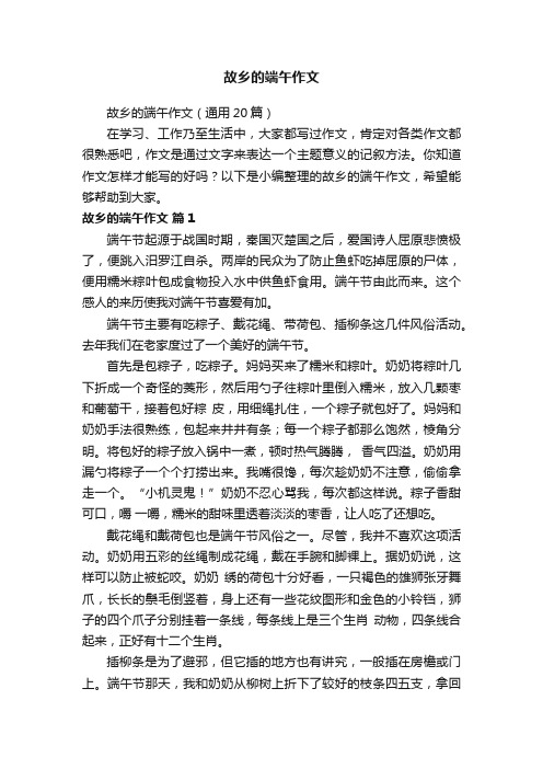 故乡的端午作文（通用20篇）