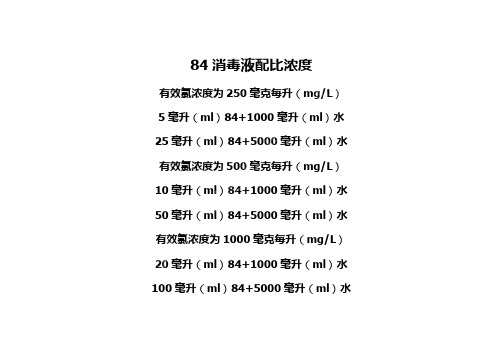 (完整版)84消毒液配比浓度(可编辑修改word版)