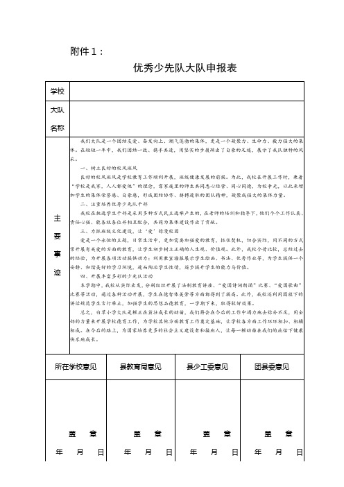 优秀少先队大队申报表(含事迹材料)