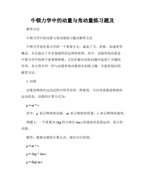 牛顿力学中的动量与角动量练习题及